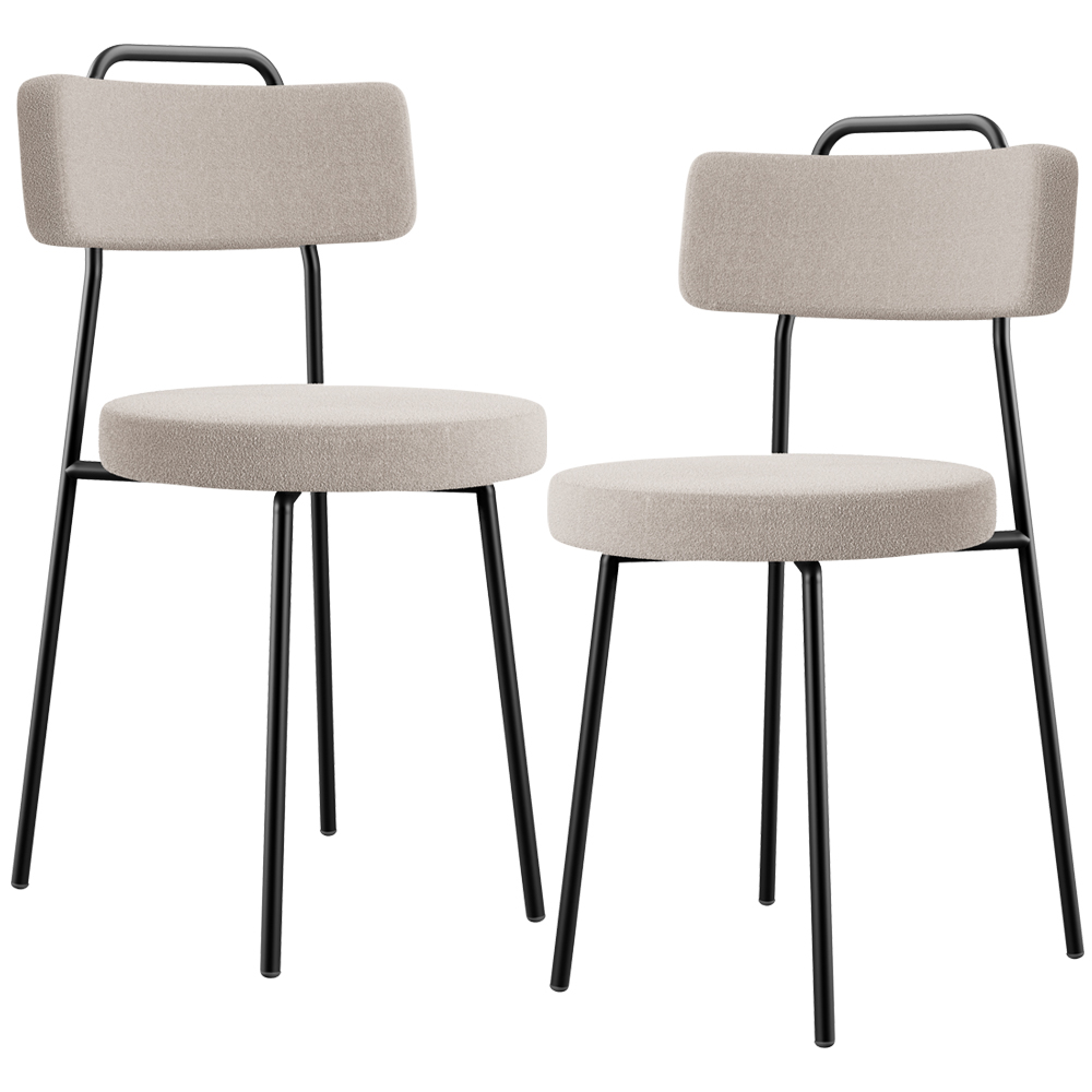 Kit 02 Cadeiras Decorativas Estofada Para Sala De Jantar Barcelona L02 Bouclê Creme - Lyam Decor