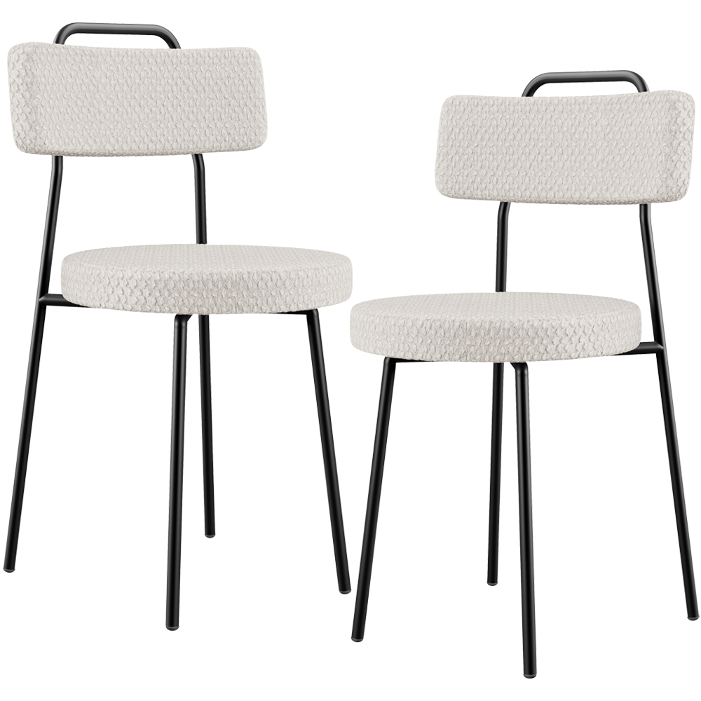 Kit 02 Cadeiras Decorativas Estofada Para Sala De Jantar Barcelona L02 Bouclê Cru - Lyam Decor