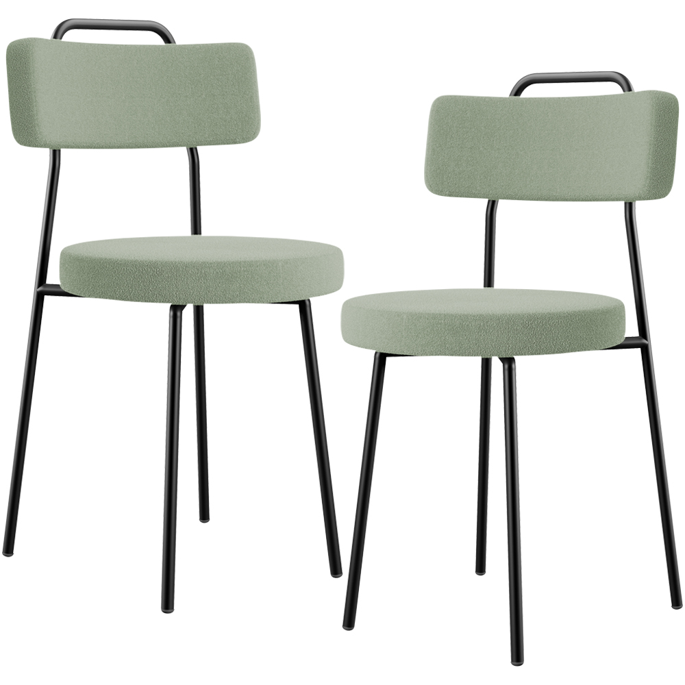 Kit 02 Cadeiras Decorativas Estofada Para Sala De Jantar Barcelona L02 Bouclê Oliva - Lyam Decor