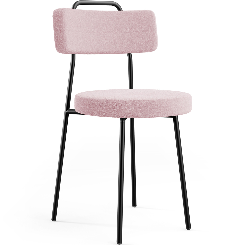 Kit 02 Cadeiras Decorativas Estofada Para Sala De Jantar Barcelona L02 Bouclê Rosê - Lyam Decor