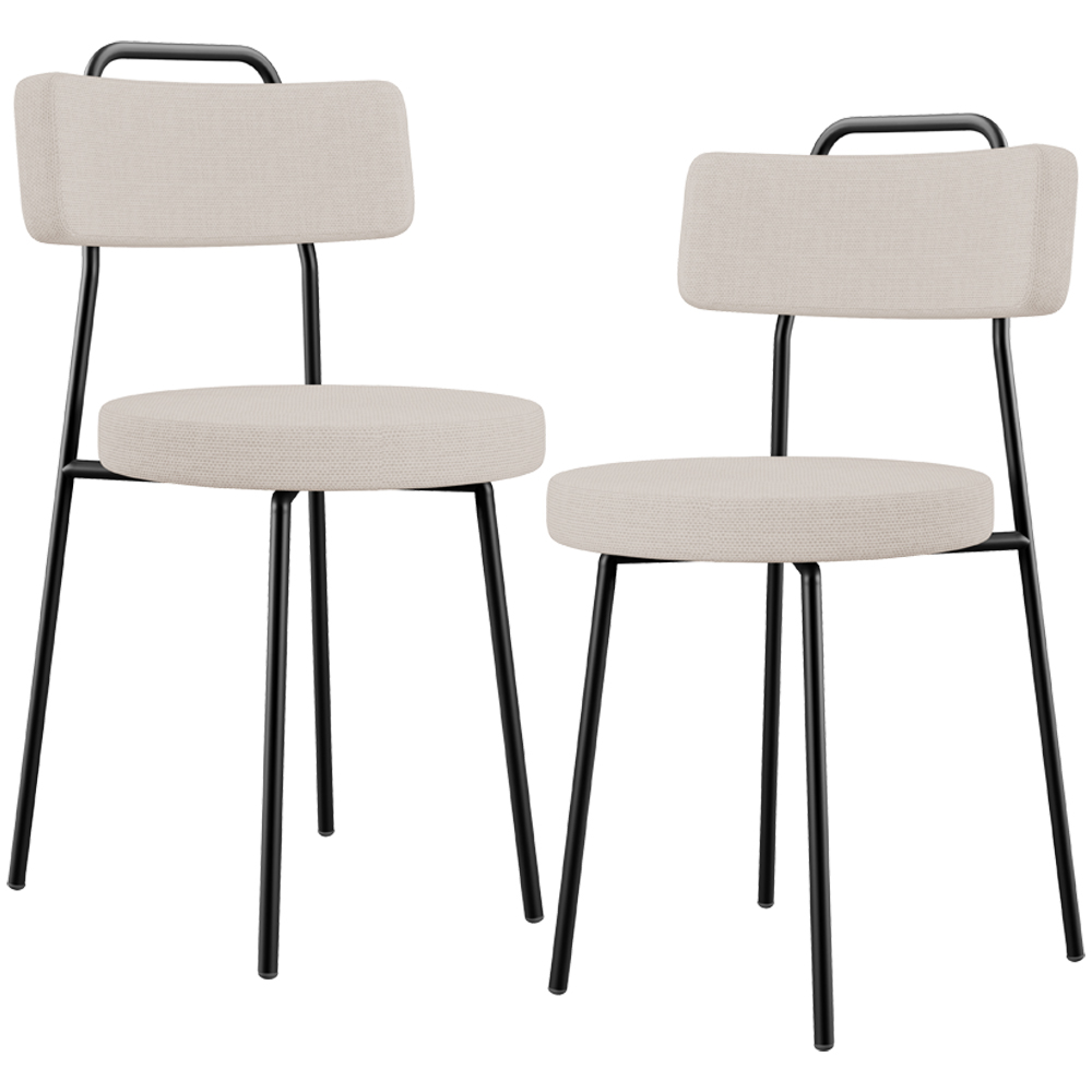 Kit 02 Cadeiras Decorativas Estofada Para Sala De Jantar Barcelona L02 Linho Bege - Lyam Decor