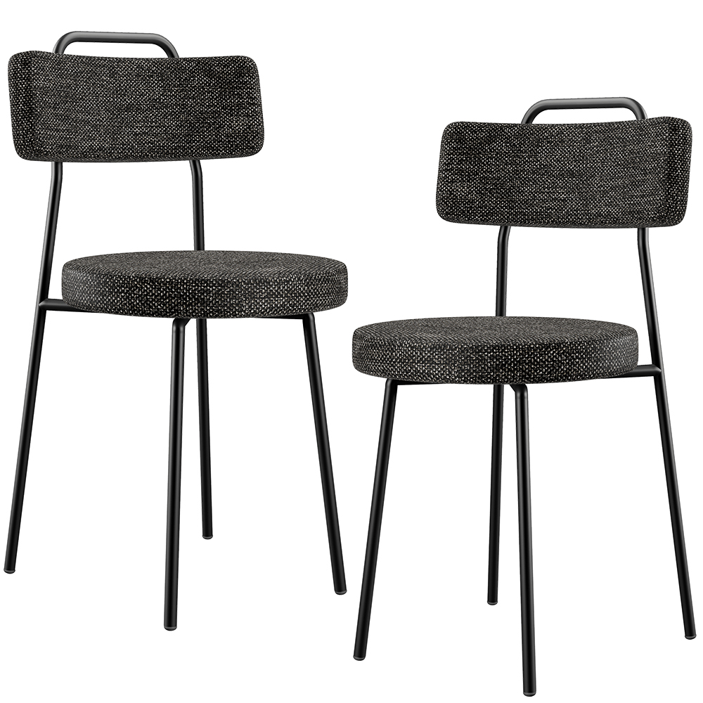 Kit 02 Cadeiras Decorativas Estofada Para Sala De Jantar Barcelona L02 Linho Chumbo - Lyam Decor