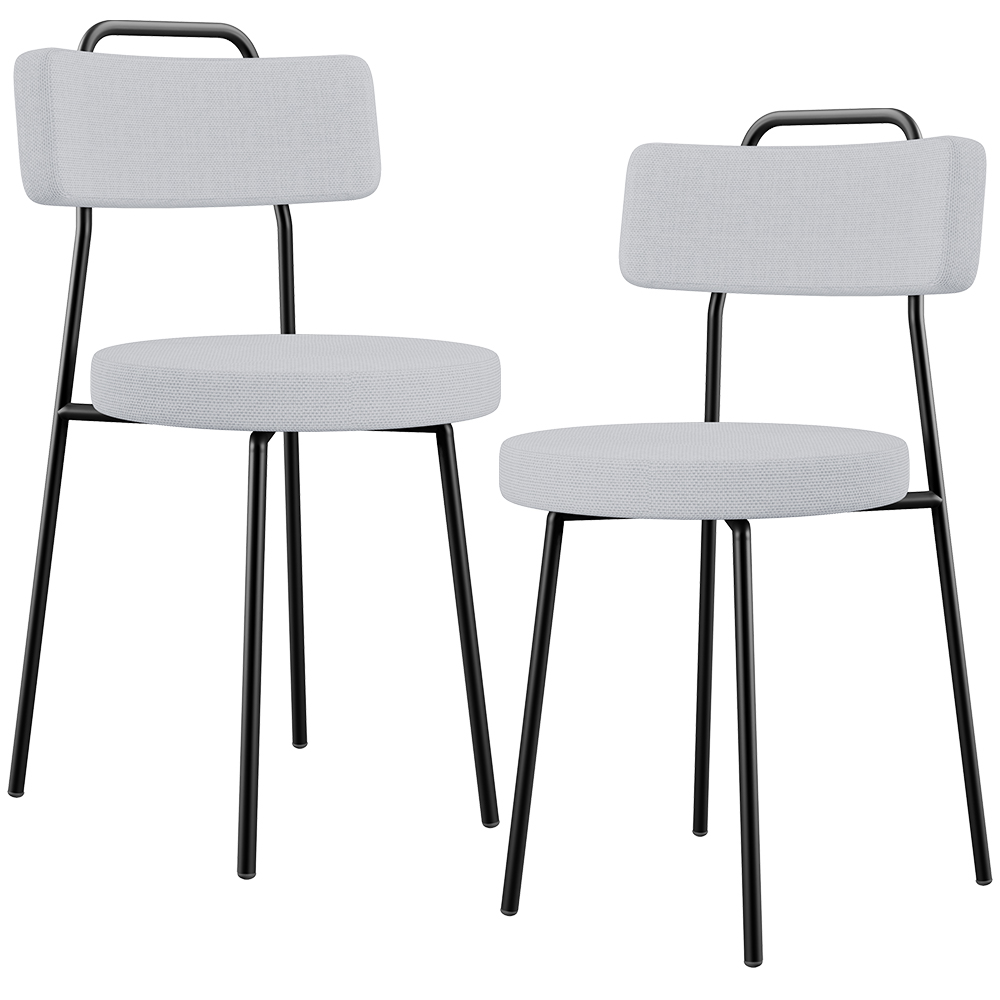 Kit 02 Cadeiras Decorativas Estofada Para Sala De Jantar Barcelona L02 Linho Cinza - Lyam Decor