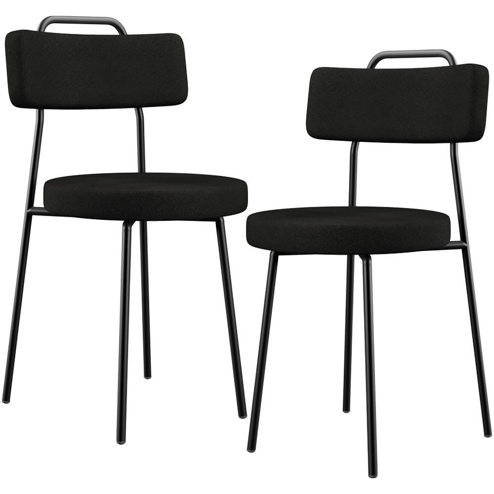 Kit 02 Cadeiras Decorativas Estofada Para Sala De Jantar Barcelona L02 Poliéster Preto - Lyam