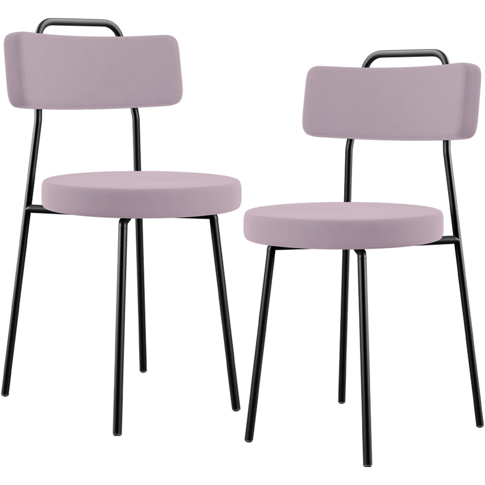 Kit 02 Cadeiras Decorativas Estofada Para Sala De Jantar Barcelona L02 Suede Rosê - Lyam Decor