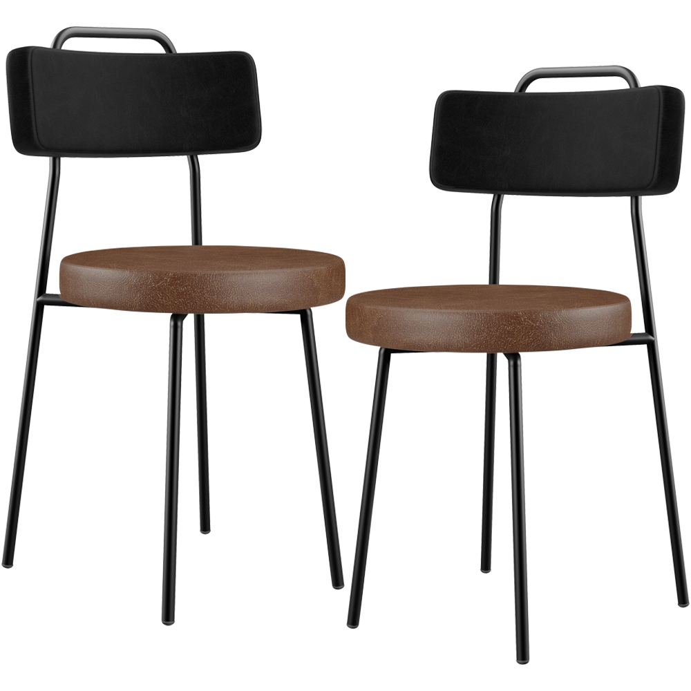 Kit 02 Cadeiras Decorativas Estofada Para Sala Jantar Barcelona L02 Couríssimo Preto Marrom - Lyam