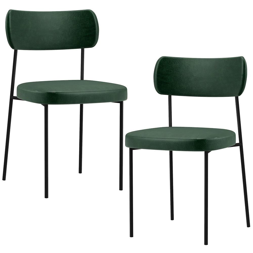 Kit 02 Cadeiras Decorativas Estofada Para Sala Jantar Melina L02 Couríssimo Verde Musgo - Lyam Decor