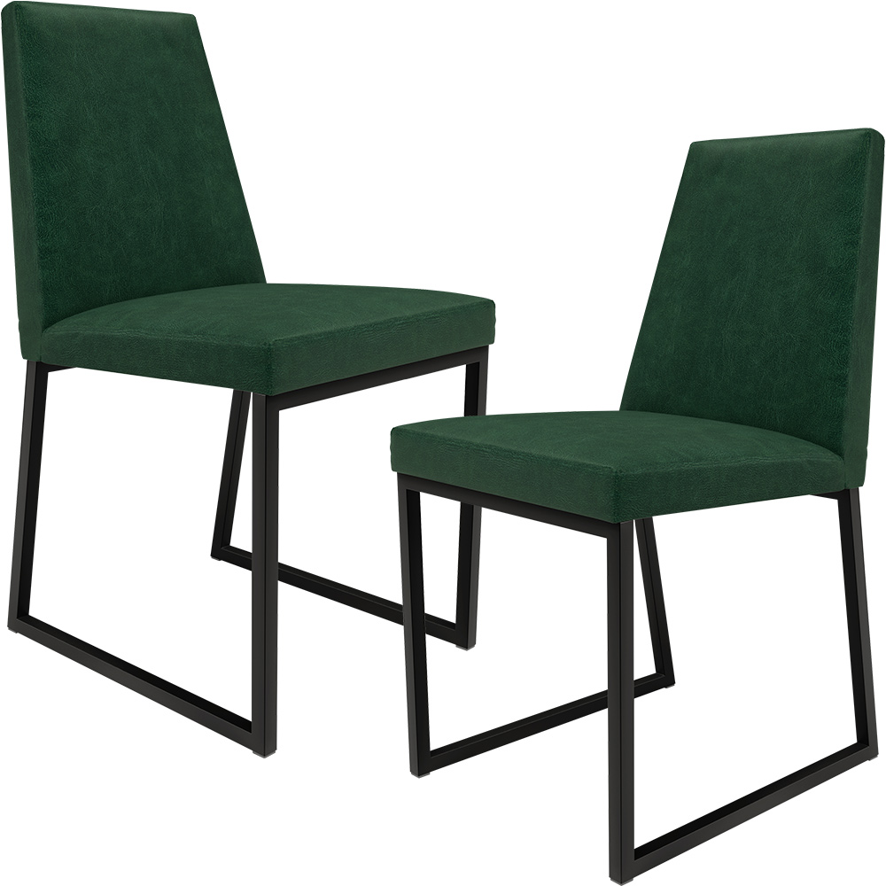 Kit 02 Cadeiras Decorativas Estofada Para Sala de Jantar Dafne L02 Facto Verde Musgo - Lyam Decor