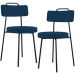 Kit 02 Cadeiras Decorativas Estofada Sala De Jantar Barcelona L02 Suede Azul Marinho - Lyam Decor