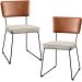 Kit 02 Cadeiras Decorativas Estofada Sala Jantar Allana L02 Couríssimo Camel Linho Cru - Lyam Decor