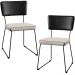 Kit 02 Cadeiras Decorativas Estofada Sala Jantar Allana L02 Couríssimo Preto Linho Cru - Lyam Decor