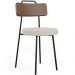 Kit 02 Cadeiras Decorativas Estofada Sala Jantar Barcelona L02 Couríssimo Marrom Linho Bege - Lyam