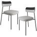 Kit 02 Cadeiras Decorativas Estofada Sala de Jantar Melina F01 Linho Cinza Corano Preto - Lyam Decor