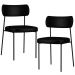 Kit 02 Cadeiras Decorativas Estofadas Para Sala de Jantar Melina L02 Couríssimo Preto - Lyam Decor