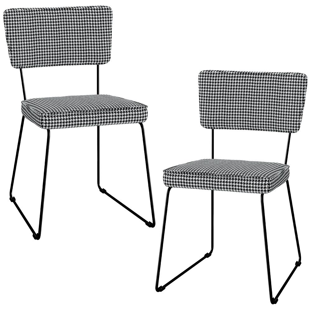 Kit 02 Cadeiras Decorativas Para Sala De Jantar Allana L02 Pied Poule - Lyam Decor
