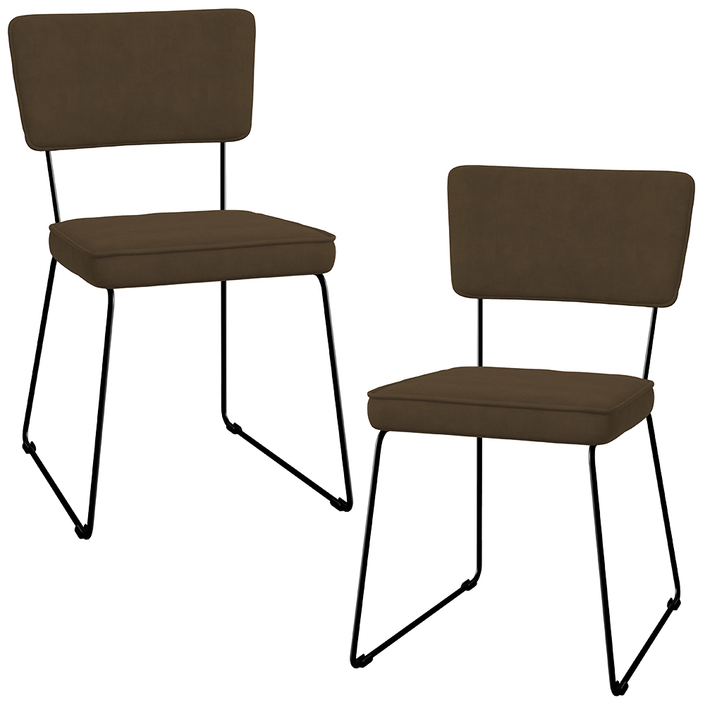 Kit 02 Cadeiras Decorativas Para Sala De Jantar Allana L02 Suede Marrom - Lyam Decor