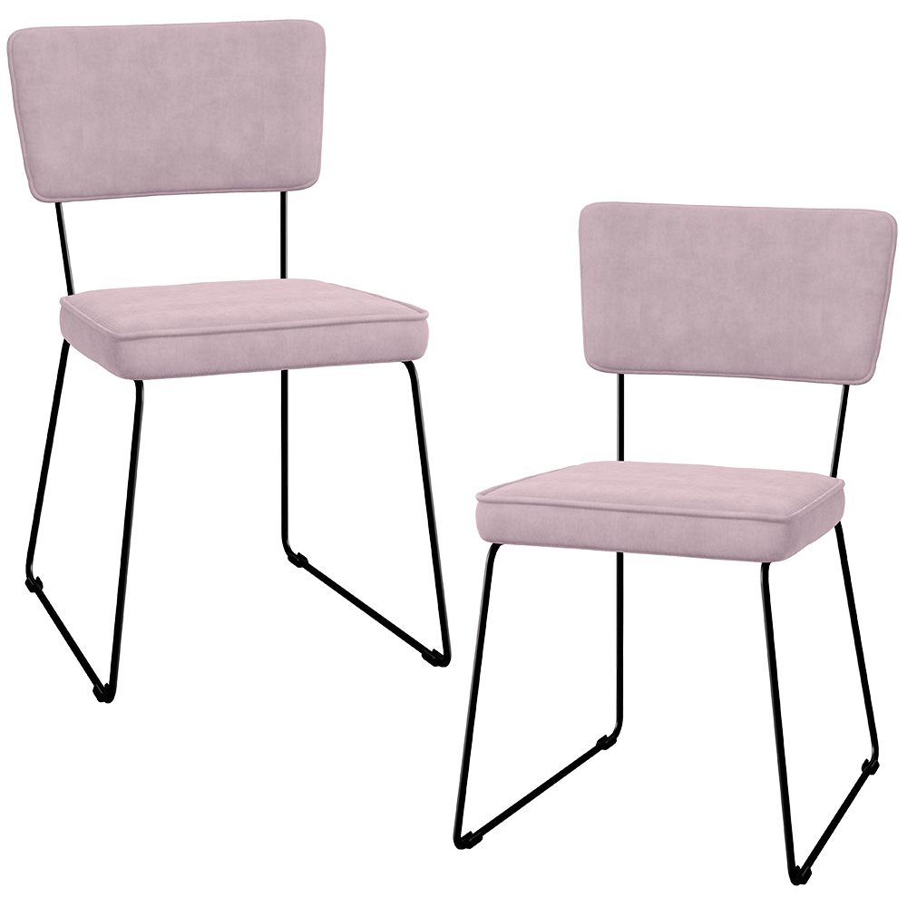 Kit 02 Cadeiras Decorativas Para Sala De Jantar Allana L02 Suede Rosê - Lyam Decor