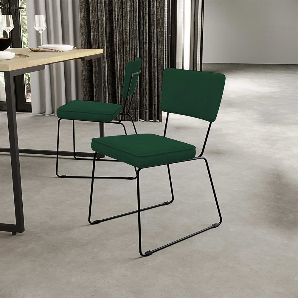 Kit 02 Cadeiras Decorativas Para Sala De Jantar Allana L02 Suede Verde Musgo - Lyam Decor