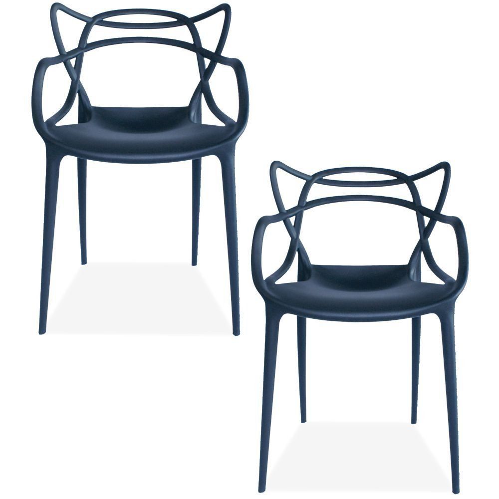 Kit 02 Cadeiras Decorativas Para Sala de Jantar Amsterdam F03 Preto - Lyam Decor