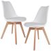 Kit 02 Cadeiras Decorativas Para Sala de Jantar Ayla Com Base de Madeira E01 Branco - Lyam Decor