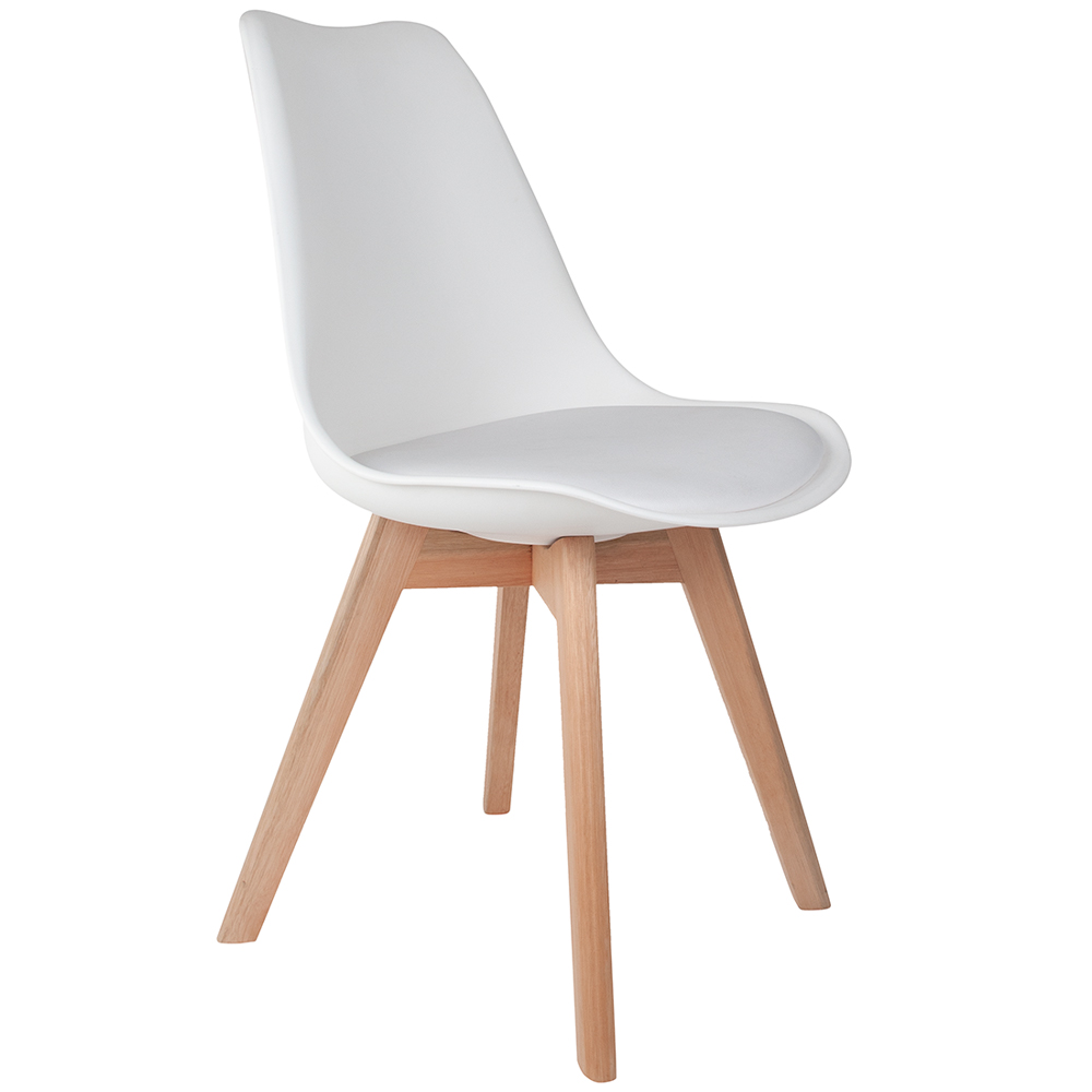 Kit 02 Cadeiras Decorativas Para Sala de Jantar Ayla Com Base de Madeira E01 Branco - Lyam Decor