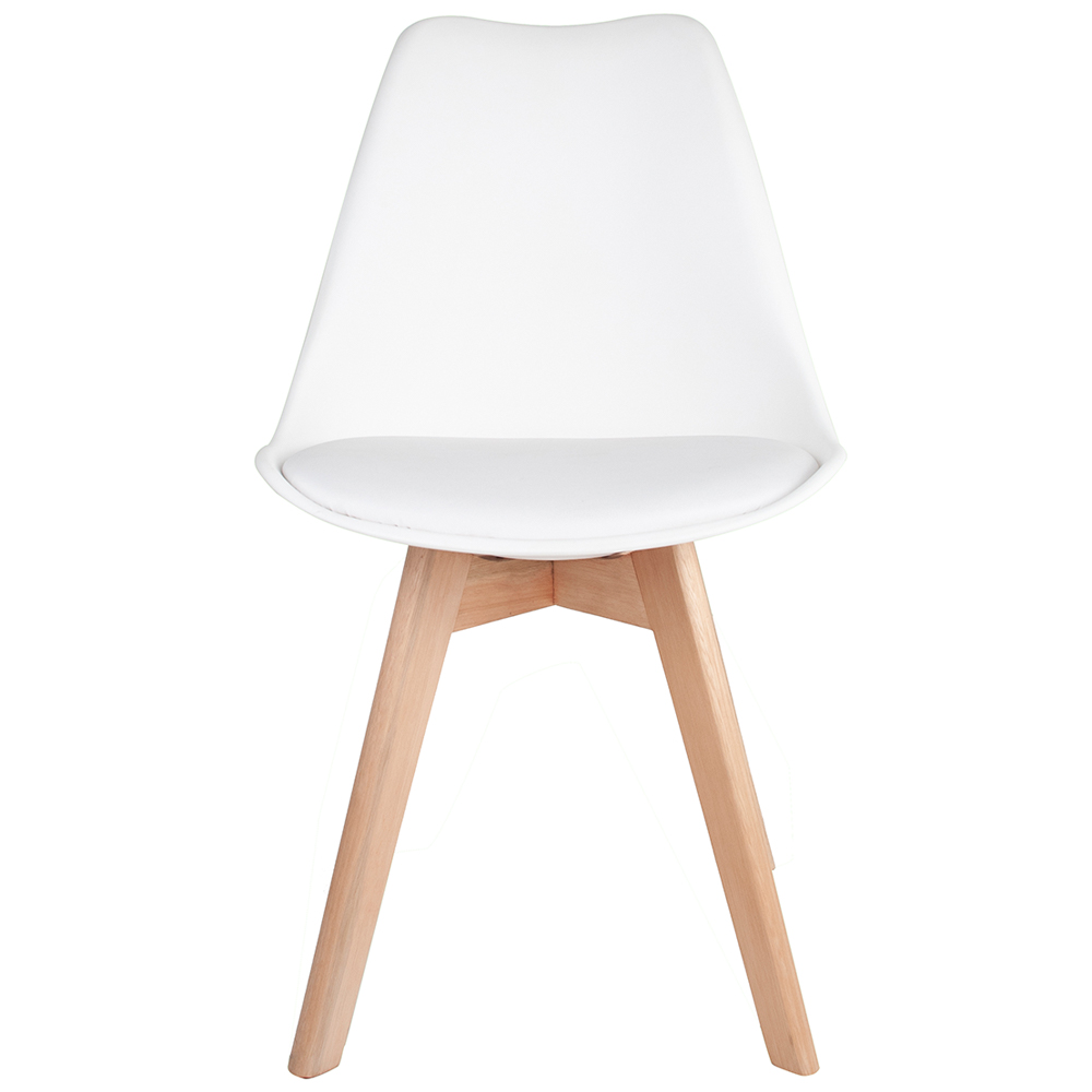 Kit 02 Cadeiras Decorativas Para Sala de Jantar Ayla Com Base de Madeira E01 Branco - Lyam Decor