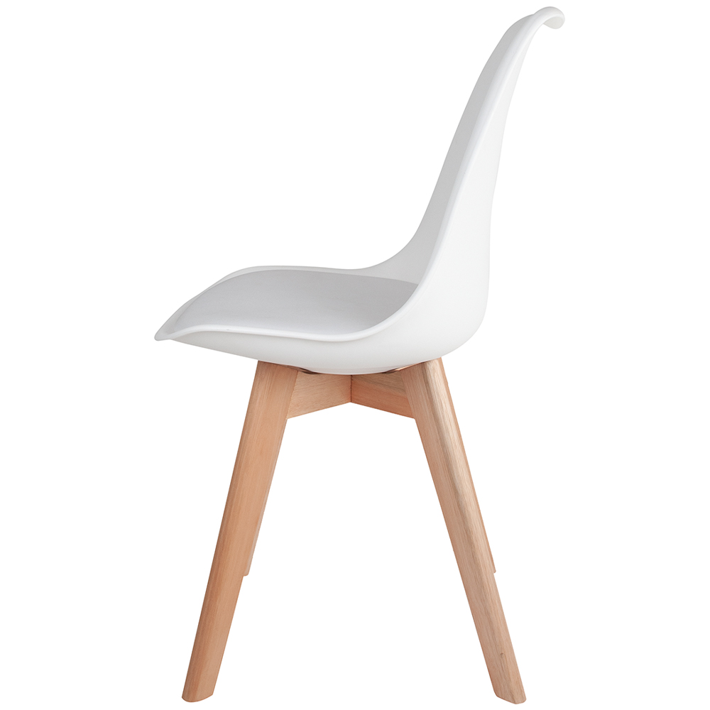 Kit 02 Cadeiras Decorativas Para Sala de Jantar Ayla Com Base de Madeira E01 Branco - Lyam Decor