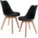 Kit 02 Cadeiras Decorativas Para Sala de Jantar Ayla Com Base de Madeira E01 Preto - Lyam Decor