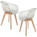 Kit 02 Cadeiras Decorativas Para Sala de Jantar Madri Com Base de Madeira E01 Branco - Lyam Decor