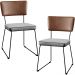 Kit 02 Cadeiras Decorativas Sala De Jantar Allana L02 Couríssimo Marrom Linho Cinza - Lyam Decor