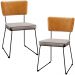 Kit 02 Cadeiras Decorativas Sala De Jantar Allana L02 Couríssimo Whisky Linho Bege - Lyam Decor