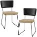 Kit 02 Cadeiras Decorativas Sala Jantar Allana L02 Couríssimo Preto Linho Bege Escuro - Lyam Decor