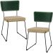 Kit 02 Cadeiras Decorativas Sala Jantar Allana L02 Facto Verde Musgo Linho Bege Escuro - Lyam Decor