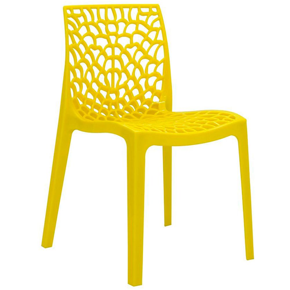 Kit 02 Cadeiras Decorativas Sala de Jantar Gruvyer F03 Amarelo - Lyam Decor