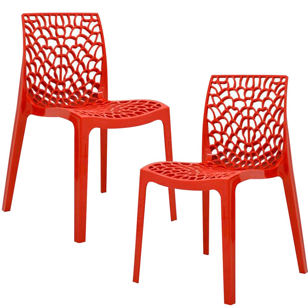 Kit 02 Cadeiras Decorativas Sala de Jantar Gruvyer F03 Vermelho - Lyam Decor