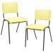 Kit 02 Cadeiras Empilhável Fixa Escritório Multiuso Base Preta Kimi P03 Amarelo - Lyam Decor