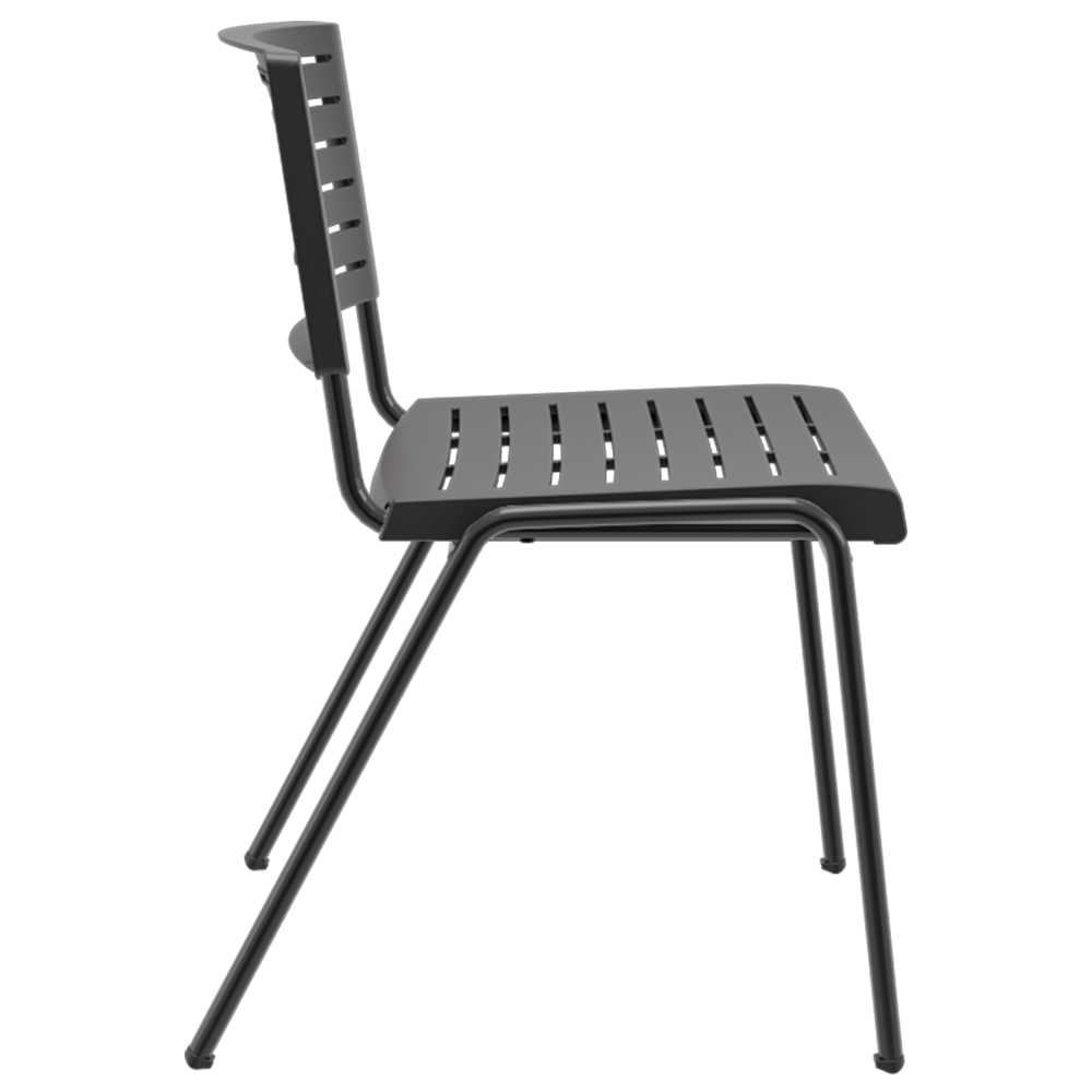Kit 02 Cadeiras Empilhável Fixa Escritório Multiuso Base Preta Kimi P03 Preto - Lyam Decor