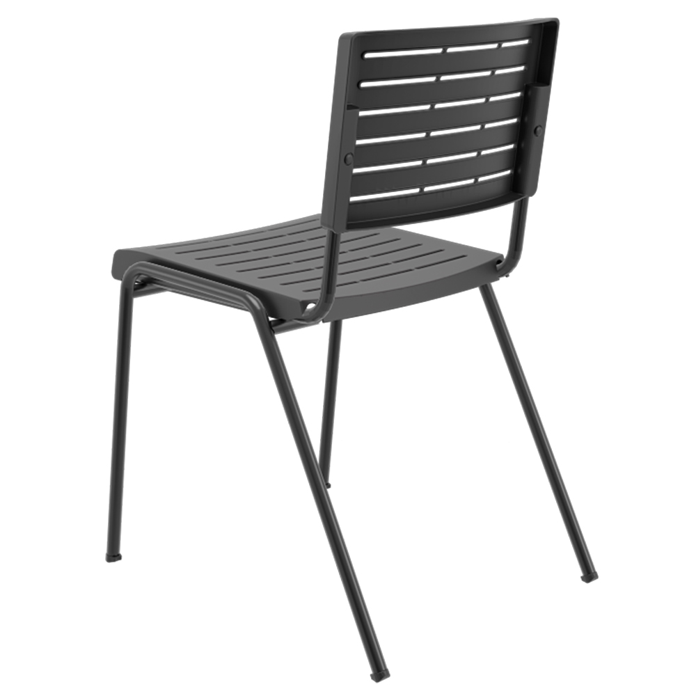 Kit 02 Cadeiras Empilhável Fixa Escritório Multiuso Base Preta Kimi P03 Preto - Lyam Decor