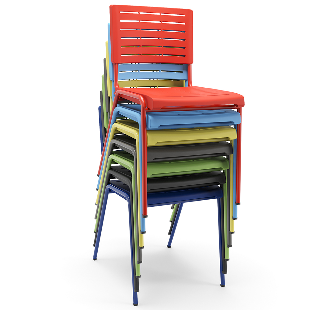 Kit 02 Cadeiras Empilhável Fixa Escritório Multiuso Base Preta Kimi P03 Preto - Lyam Decor