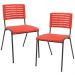 Kit 02 Cadeiras Empilhável Fixa Escritório Multiuso Base Preta Kimi P03 Vermelho - Lyam Decor