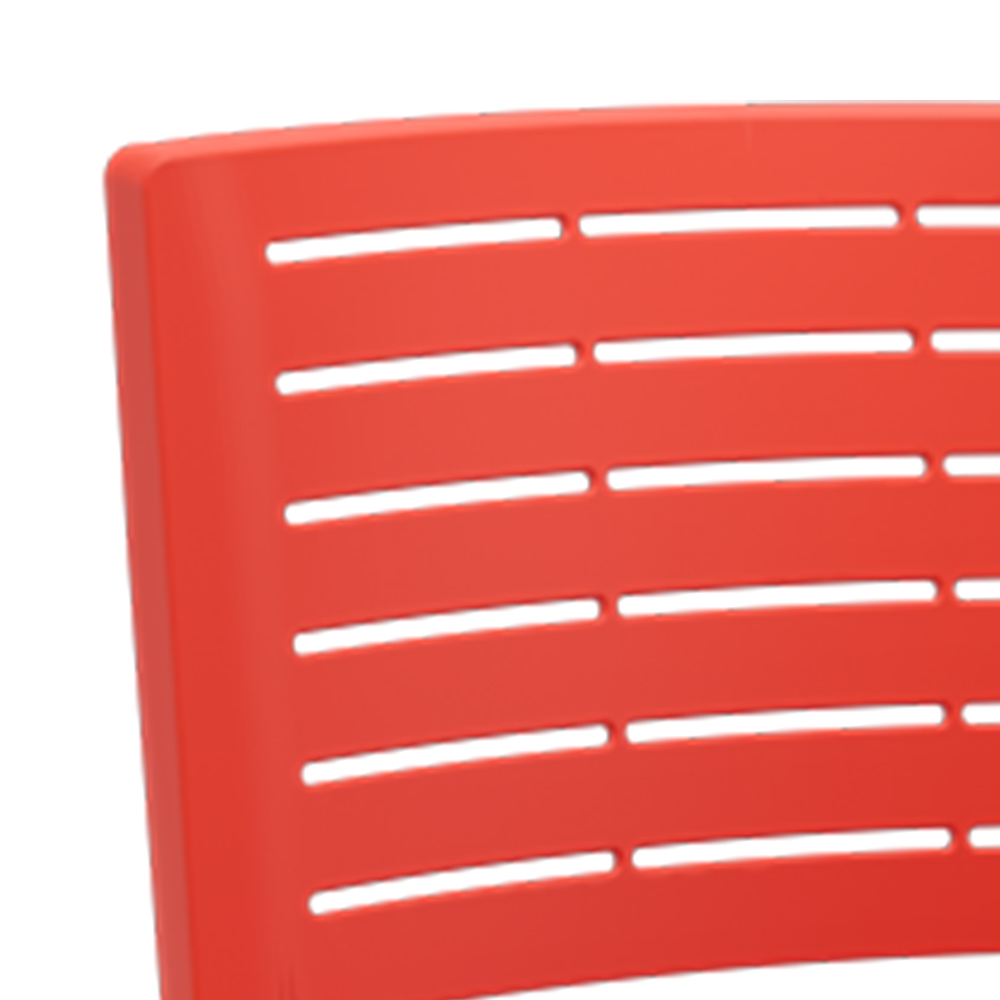 Kit 02 Cadeiras Empilhável Fixa Escritório Multiuso Base Preta Kimi P03 Vermelho - Lyam Decor