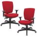 Kit 02 Cadeiras Escritório Diretor Office Giratória Preto Alta Flexi P03 Poliéster Vermelho - Lyam