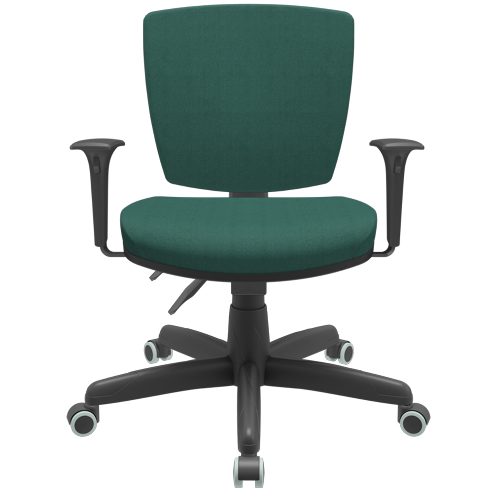 Kit 02 Cadeiras Escritório Executiva Office Giratória Preto Baixa Flexi P03 Poliéster Verde - Lyam