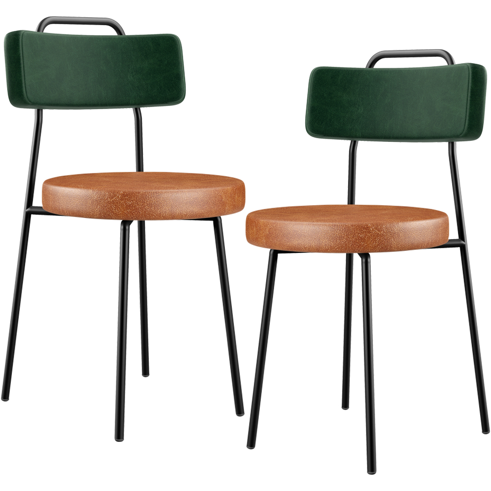 Kit 02 Cadeiras Estofada Para Sala Jantar Barcelona L02 Facto Verde Musgo Couríssimo Camel - Lyam