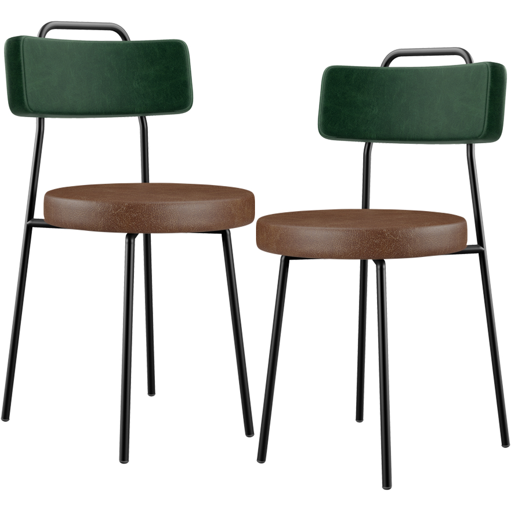 Kit 02 Cadeiras Estofada Para Sala Jantar Barcelona L02 Facto Verde Musgo Couríssimo Marrom - Lyam