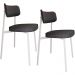 Kit 02 Cadeiras Estofada Para Sala de Jantar Astrid Branco C01 Linho Preto - Lyam Decor