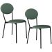Kit 02 Cadeiras Estofada Para Sala de Jantar Azuri Preto C01 Courino Verde Sálvia - Lyam Decor