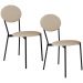 Kit 02 Cadeiras Estofada Para Sala de Jantar Azuri Preto C01 Linho Areia - Lyam Decor