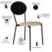 Kit 02 Cadeiras Estofada Para Sala de Jantar Azuri Preto C01 Linho Areia Courino Preto - Lyam Decor