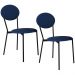 Kit 02 Cadeiras Estofada Para Sala de Jantar Azuri Preto C01 Linho Azul  - Lyam Decor